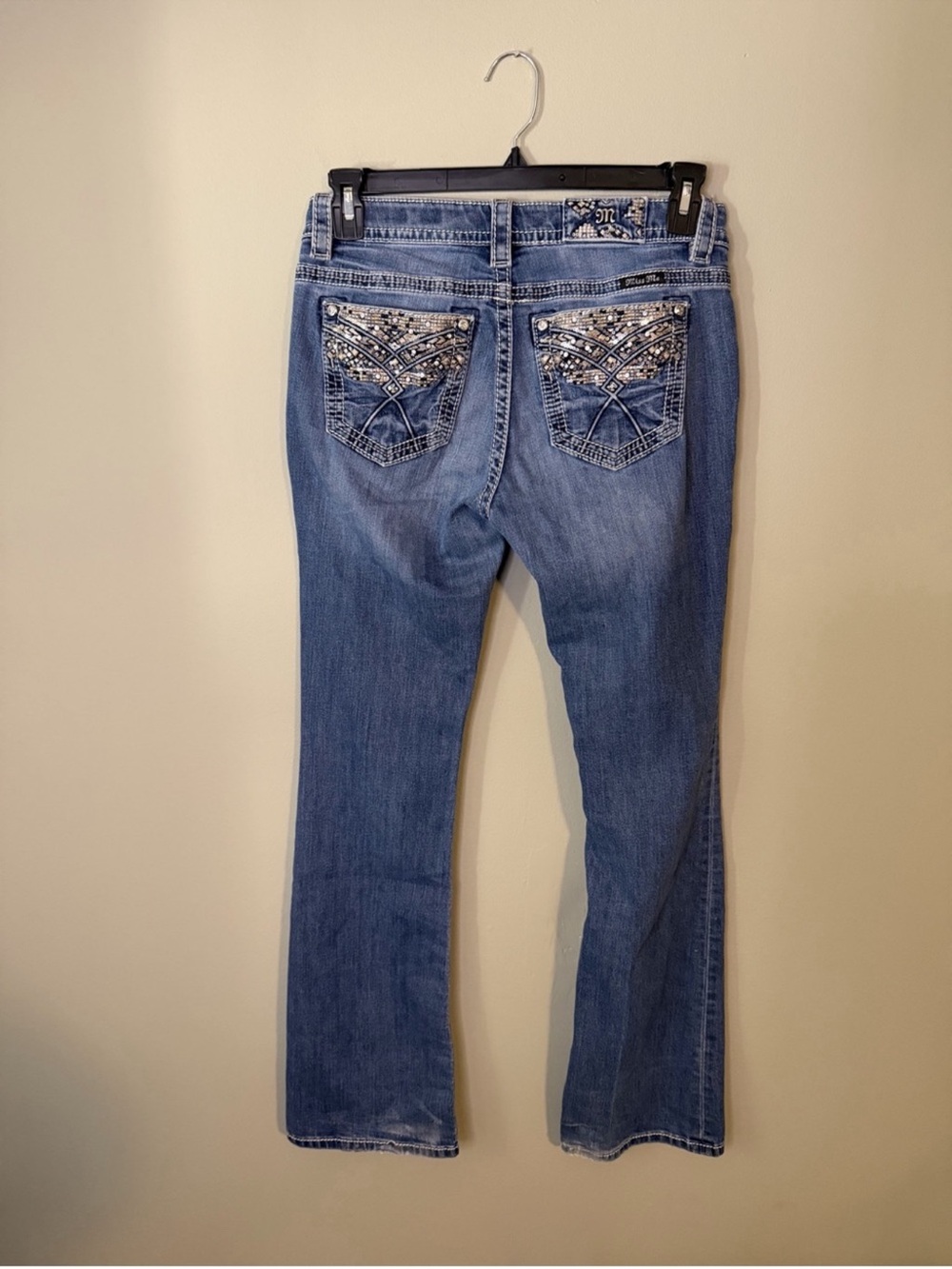 Gorgeous Miss Me Boot Jeans With Embellished Pockets 34” Inseam